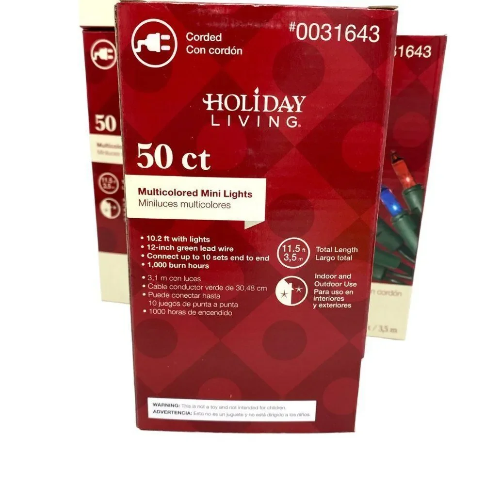 Holiday Living 50 Count Corded Christmas Multicolored Mini Lights New
